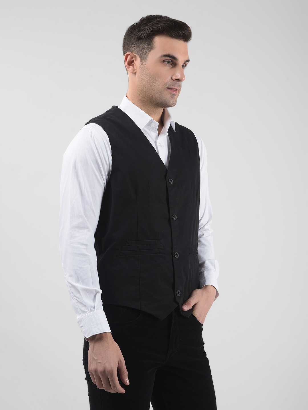 Numero Uno Men Solid Black Waistcoat